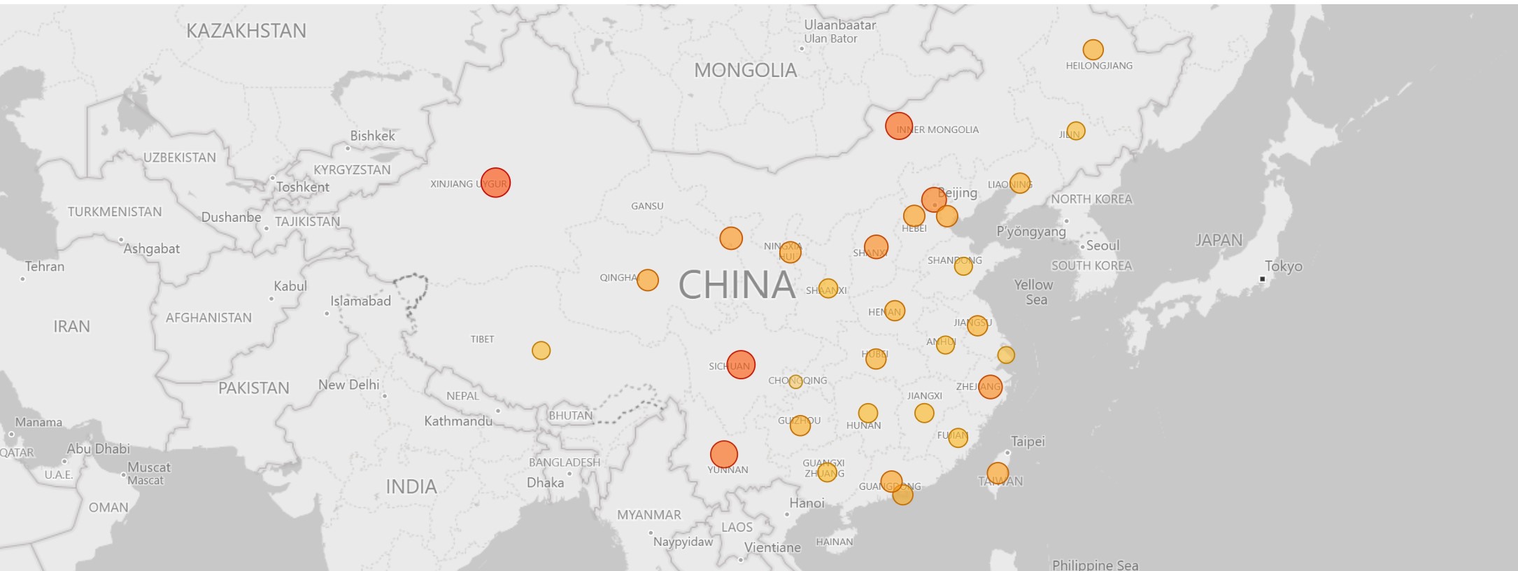 China: Bitcoin Mining Map. Source: Cambridge University.